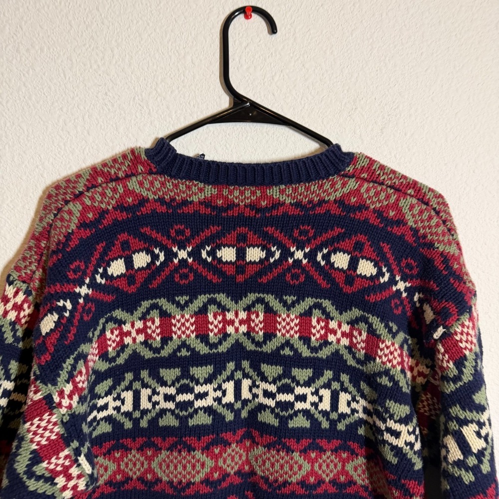 Vintage Gap Sweater Womens Large Multicolor Fair Isle Geometric Tight Knit 90s - Picture 4 of 9